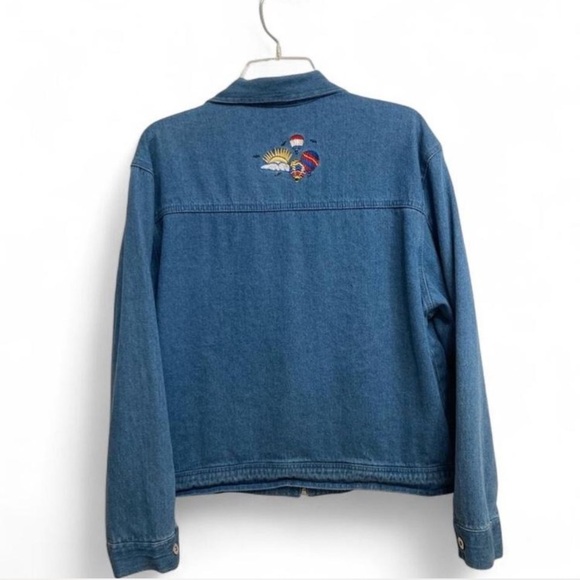 Vintage 90’s Embroidered Denim Jacket Hot Air Balloons Cottagecore Women’s Large - Picture 5 of 7